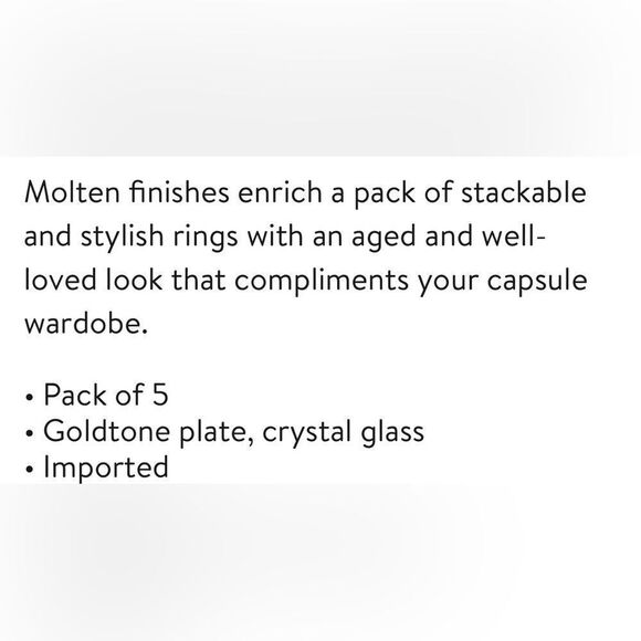 Melrose and Market Crystal Embellished Stackable Rings - Pack of 5 - Picture 3 of 3